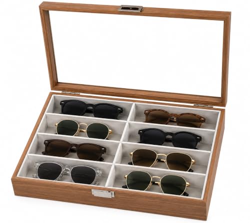 Boîte à lunettes en bois à 8 compartiments pour éviter les rayures