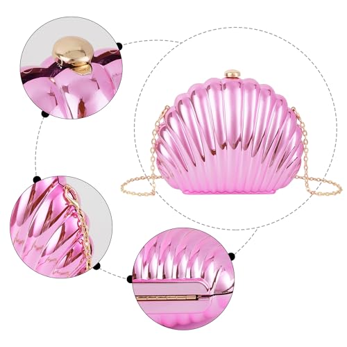 Image of Women Seashell Evening Bag Purse Mermaid Chain Strap Clutch Handbag Shoulder Bag | Seashell
