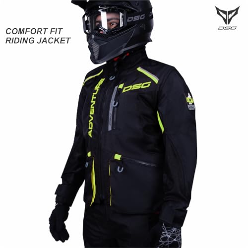 Image of DSG ADV Riding Jacket (Colour - Black Yellow Fluo) (Size-Small)