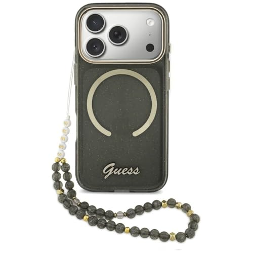 CG MOBILE Guess IML Courroie Ă paillettes compatible avec MagSafe pour iPhone 17 Pro (noir)