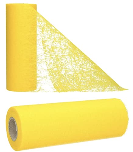 AmaCasa Vlies Tischband ( 17,5cm x 25m ) Tischläufer Flower Vlies Hochzeit Kommunion - 1 Rolle (Gelb) Cover