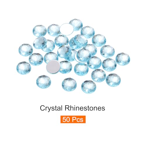 Image of MECCANIXITY Flat Back Round Acrylic Rhinestones,12mm Lake Blue Flatback Crystal Rhinestones for Crafts Clothes Shoes DIY Decoration Gifts 50Pcs