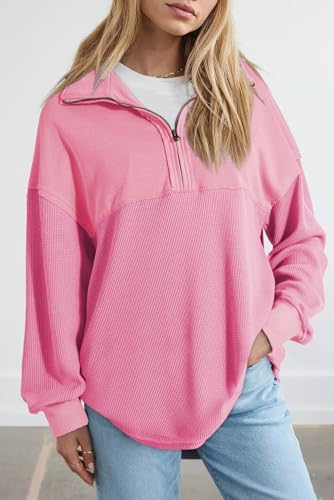 Image of SHEWIN Women Fall Sweatshirt Casual Half Zip Pullover Fall Top 2026 Clothes