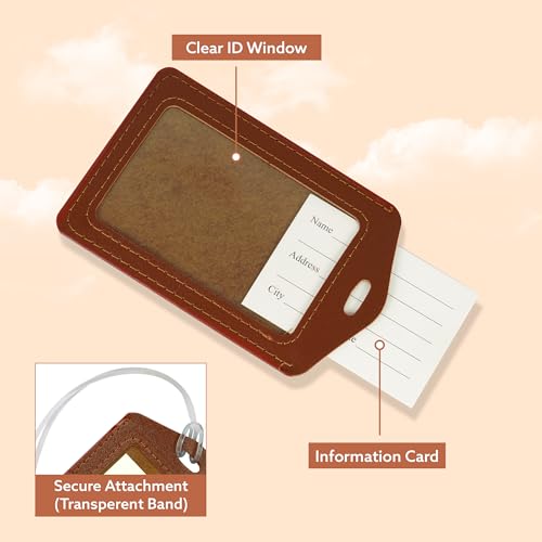 Image of Storite PU Leather Luggage Tag Travel Identification Name Tag for Bag & Backpacks Suitcase Tags for Traveling (5 Pack)