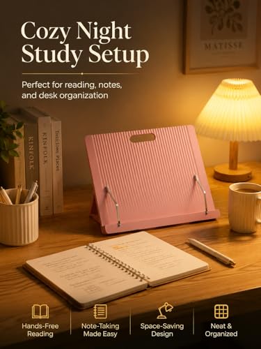 Wigmoa Cookbook Stand for Kitchen Counter, Lightweight Foldable Recipe Book Holder, Adjustable Reading Stand for Tablet, Magazine Holder,Book Stand Book Display Stand Hands Free Pink BO-K (Pink) - image 5