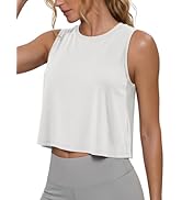 MAGCOMSEN Womens Cropped Tank Tops Workout Muscle Sleeveless Top Quick Dry Crew Neck Loose Fit Yo...