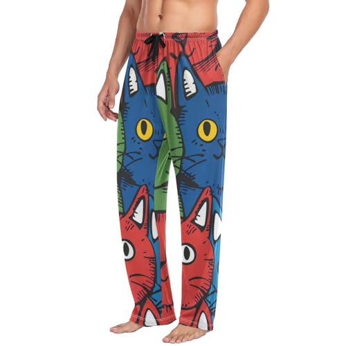 Men's Pajama Pants Comic Cats Colorful Sleep Pajama Lounge Pant with Pockets, Elastic Waistband4