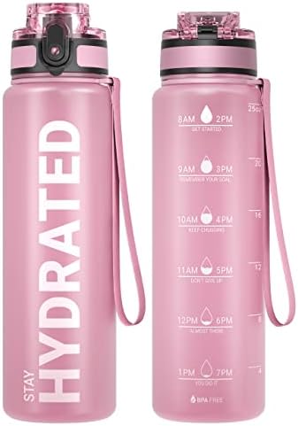 Sahara Sailor Water Bottle, 32/25/17oz Durable and Leakproof Water Bottles Motivational with Time Marker, Tritan, BPA Free, Wide Mouth with Easy Clean Brush for Gym, Travel, School, Office (1 Bottle) - View 3