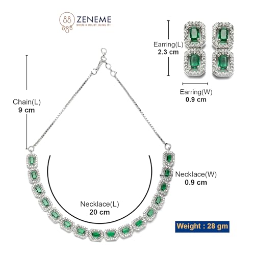 Rhodium-Plated American Diamond Necklace Set