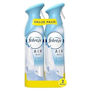 Febreze Air Mist Air Freshener Spray, Odor-Fighting Room Spray, Air Fresheners for Home and Bathroom and Kitchen, Aerosol Can, Linen & Sky Scent, 8.8oz, 2 Count
