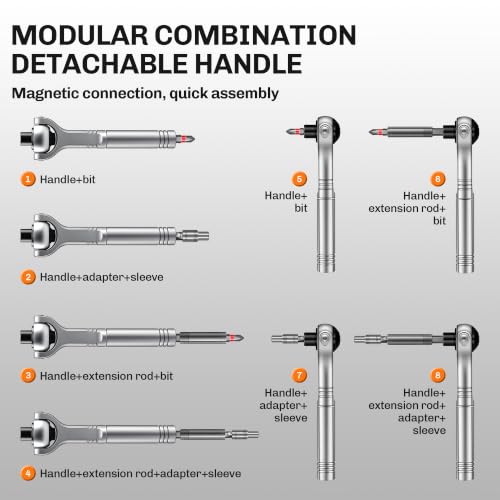 40-in-1 Magnetic Ratchet Screwdriver Set Detachable Handle - image 4