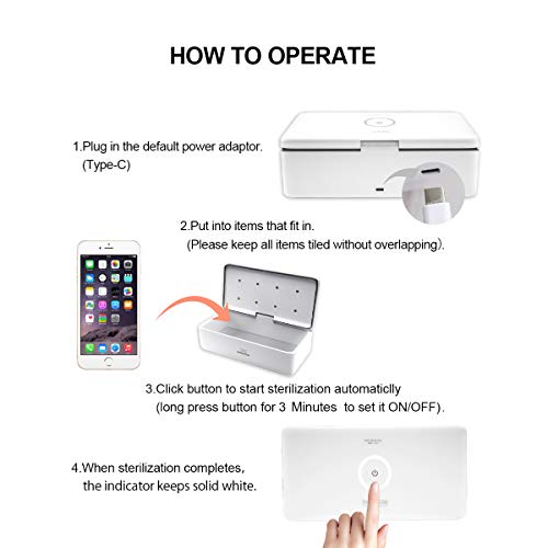 UV Light Sanitizer UVC Lamp Case Beauty Storage Sterilizing Box for Mobilephone Makeup Tools Nail Clipper Files Brush Razor Disinfection 59S S2 - Thumbnail 6