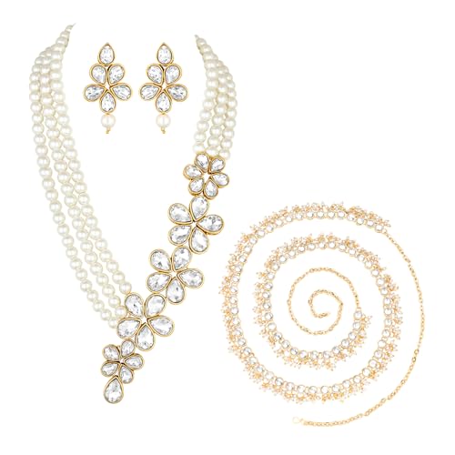 Image of Peora Kundan Faux Pearl Traditional Jewellery Set Gift for Women