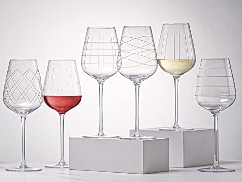 Engraved Crystal Wine Glasses Set Of 6 - Wine Glasses With Long Stem,17Oz Hand Blown Engraved Design Wine Glasses.perfect For Redwhite Wine,Unique Wedding/Birthday Wine Gifts For Women #TOP12