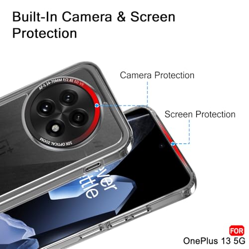 Image of TheGiftKart Hybrid Shockproof Back Cover Case for OnePlus 13 5G | Stylish Camera Border | Electroplated Buttons | Crystal Clear Hard Back Cover Case (TPU & PC, Smoked Bumper)