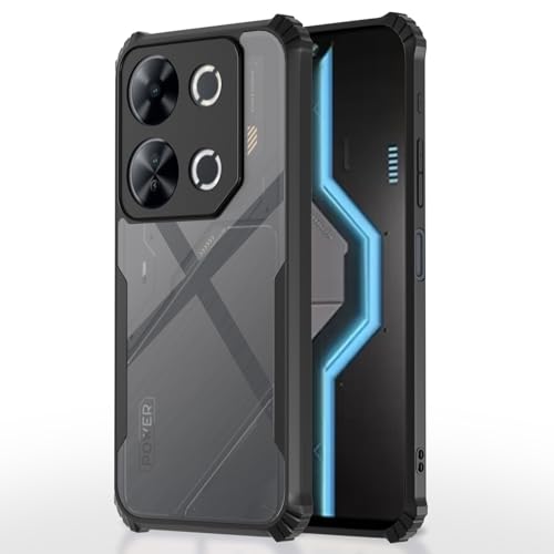 Image of Pikkme Crystal Clear Transparent Back Cover | Ultra Hyrbid | Full Camera Protection | Raised Edge | Bumper Case for itel P65 (Black)