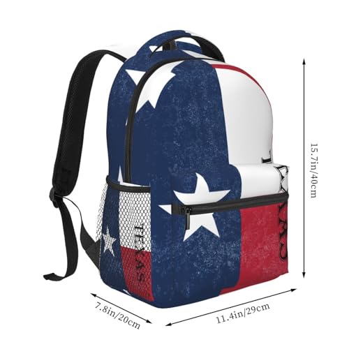 Backpack Multipurpose Anti-Theft Large Capacity Bookbag - Texas State Flag Art Travel Hiking Daypack With Side Pockets, Pattern 6442