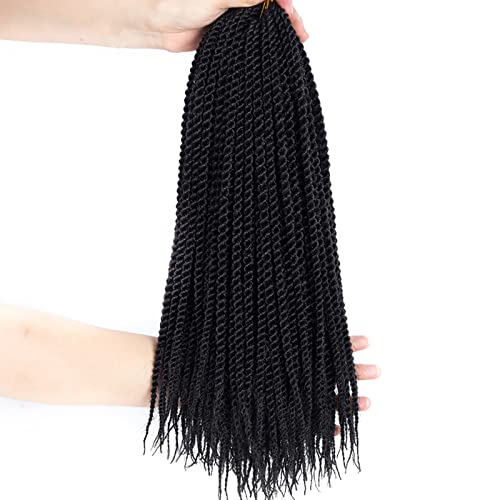 Senegalese Twist Crochet Hair, 8 Packs 18 Inch Small Senegalese Crochet Twist Hair, Synthetic Crochet Braids, Pre Looped Mini Twist Crotchet Hair For Black Women,Low Temperature Hair(18“, 1B#) #TOP4