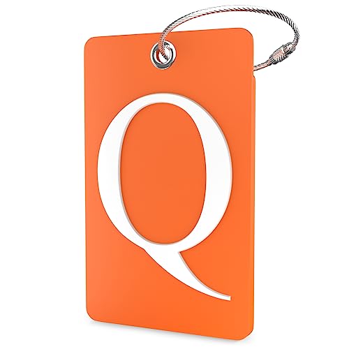 Shacke Luggage Tag for Suitcases – Initial Letter Q, Bendable (Orange)