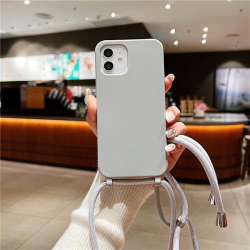 Coque iPhone 14 Plus cordon lanière silicone couverture arrière antichoc gris