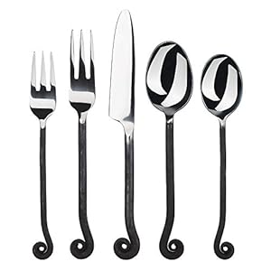 Gourmet Settings Violinschlüssel Besteck-Set, Schwarz, 20-teilig