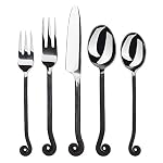 Gourmet Settings 20-Piece Flatware Treble Clef Collection Black Silverware Cutlery Kitchen Sets, Stainless Steel Utensils Knife/Fork/Spoons, Dishwasher Safe (34-350)