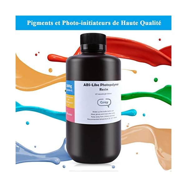 ELEGOO RÃ©sine ABS Like pour Impression 3D LCD UV 405nm RÃ©sine PhotopolymÃ¨re, Gris 1000G – Image 5