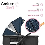 LIONELO Amber Kinderwagen 2 in 1 Kombikinderwagen, Kinderwagen Set mit sportlichen Sitz und fester Babywanne, Tasche, Moskitonetz, Abdeckung Regenblatt (Blau)