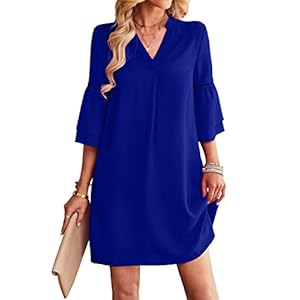 Geifa Dresses for Women Short Sleeve Square Neck Midi Dresses Flowy Boho Beach Clothes