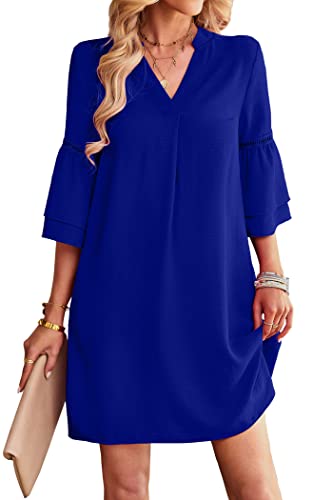Geifa Dresses for Women Short Sleeve Square Neck Midi Dresses Flowy Boho Beach Clothes