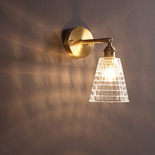 LANMOU Lampe Murale en Laiton Interieur, E27 Orientable Applique Murale avec Verre Abat-Jour Vintage Doré Luminaire Mural pour Salle à Manger Cuisine Restaurant