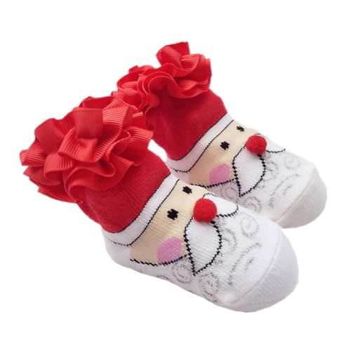KESYOO 1 Pair Boys Christmas Stockings Santa Sliers Warm Socks for 0-12 Months Toddler