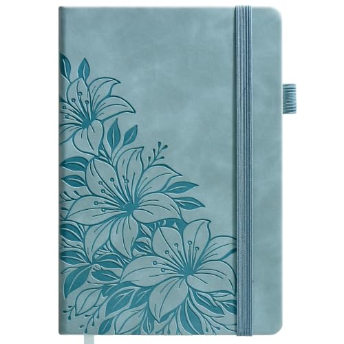 Lined Journal Notebook Hardcover Leather Bound 200 Pages A4 Blue Cute Diary
