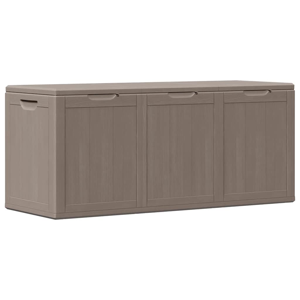 JHQHSM Brown PP Wood Look Garden Storage Box 270L, Weather-Resistant Patio Storage Chest for Cushions and Pillows