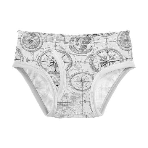 visesunny Boys Potty Training Underwear Sketch Vintage Compass Map Breathe Cotton Briefs Size 2T-8Y for Toddler