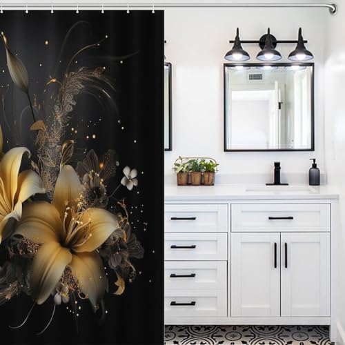 Fleur rideau de douche tissus imperméable lavable pour salle de bain - 5