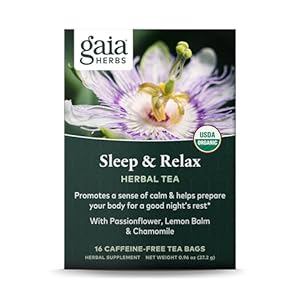 Gaia Herbs Sleep & Relax Herbal Tea – Supportive Sleep Aid for a Natural Calm to Prepare for a Good Night’s Rest* – With Passionflower, Chamomile & Lemon Balm – 16 Caffeine-Free Tea Bags