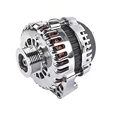 NEWZQ LS Truck 220A 12V AD244 Chrome Alternator Replacement for GM LS Based Trucks Vans & SUV Applications 4.8 5.3 6.0 1999-2006 4-Pin 6 Grooves