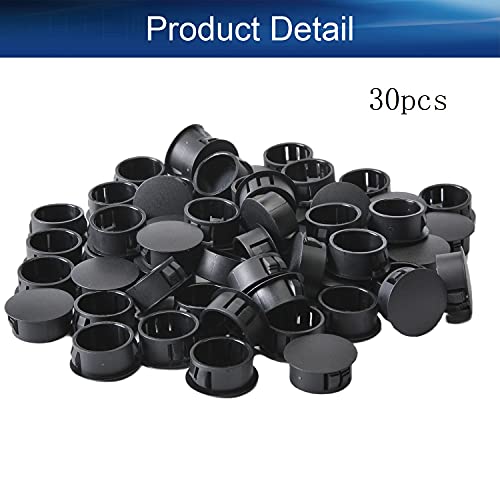 Image of Heyiarbeit 30pcs Hole Plugs 7 /8 inch / 22mm Nylon Plastic Round Snap in Type Locking Hole Tube Furniture Fencing Post Pipe Insert End Caps Black Tone