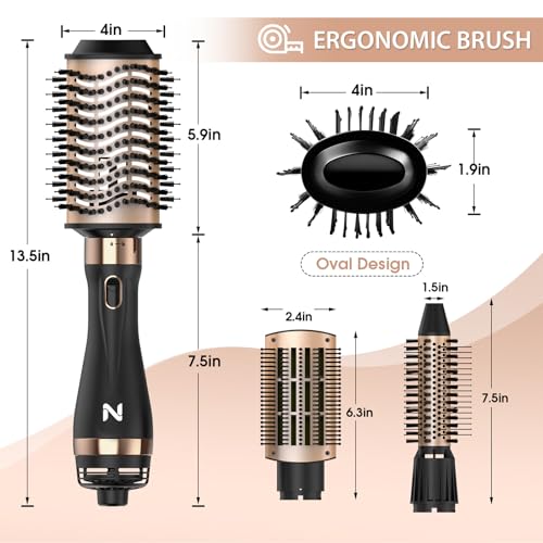 Image of Natrial Hair Dryer Brush Blow Dryer Brush in One Hot Air Brush for Drying and Straightening, Volumizer Multi-Styler Smooth Curls for All Hair Types, Frizz-Free Blowout Brush for Salon Quality
