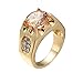 Lieson Anelli Fidanzamento Donna, Anello di Matrimonio Oro Bianco 18K Placcato Anelli Zircone Champagne Rotonda Vintage Anelli Misura 17