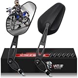MZS Motorcycle Mirrors, Universal Foldable Motorbike Rear View Side Mirror 10MM 8MM Handlebar Adjustable Arrow Black Fit for Street Dirt Electric Adventure Bike Ebike Scooter