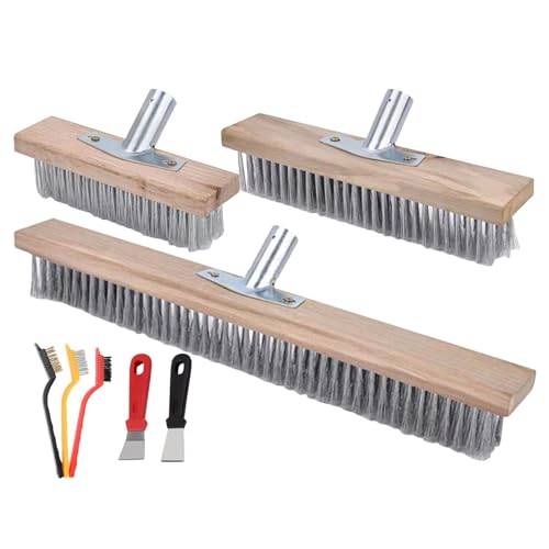 1/3 Piece Outdoor Brush Set - Wide Brush Broom, Stiff Bristle Broom | Professional Indoor & Outdoor Patio Broom Easy to Assemble with