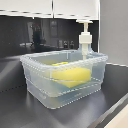 Image of Liquid Soap Dispenser 2 in 1 Liquid Pump for Kitchen Countertop Dish Washing with Sponge Gadgets Dishwashing Container Multipurpose Compact Pump Bottle Multicolor (Rectangular)