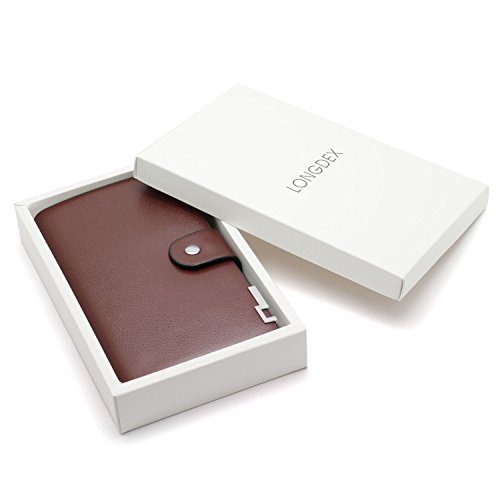 longdex weichem Leder Business Name Card Holder Book mit 204 Karte Slots Kreditkarte Halter Wallet braun Cover