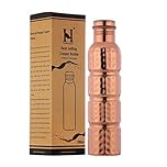 HealthGoodsIn - Pure Copper Seamless Hammered Water Bottle for Ayurvedic Benefits | Joint-free Copper Water Bottle