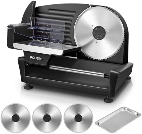 250 Watt Allesschneider Elektrischer Edelstahl - Brotschneidemaschine 3 Klingen - Verstellbare Küchenmaschine 0 bis 15mm - Wurstschneidemaschine, Schinkenschneider für Fleisch, Käs