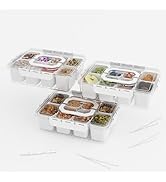 REBECAT Divided Serving Tray with Lid and Handles 8 Compartments Snack Box Container Charcuterie ...