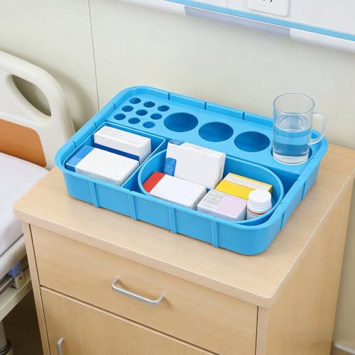 Organizador de medicamentos azul de plástico con compartimentos integrados ULTECHNOVO 7