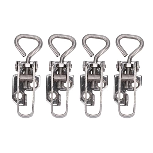 Tbest 2 Pack Toggle Latch Clamp 304 Stainless Steel Adjustable Heavy Duty Toggle Clamp with Lock Hole 300Lbs Holding Capacity for Cabinets Doors Windows Boxes Machinery